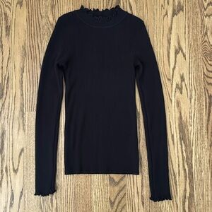 Juniors Black Ribbed Mock Neck Top Size S